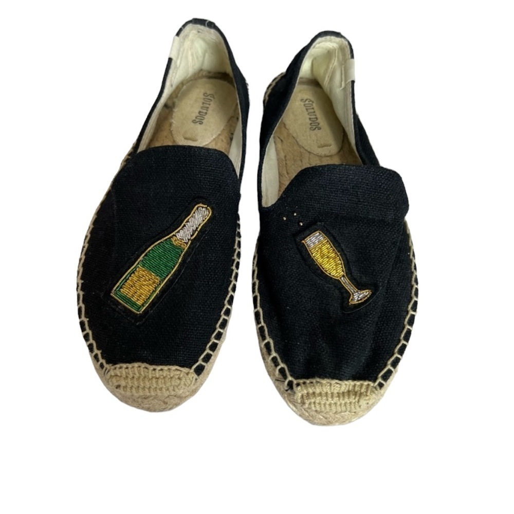 SOLUDO Champange Espadrille (Black) size 7.5 Very Gently Worn - Picture 1 of 7